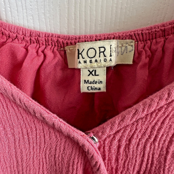 kori america plus pink romper xl women’s sleeveless ruffle hem summer outfit - Picture 2 of 7